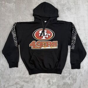Vintage King Sportswear San Francisco 49ers Hoodie Black Mens Small NFL SF Logo